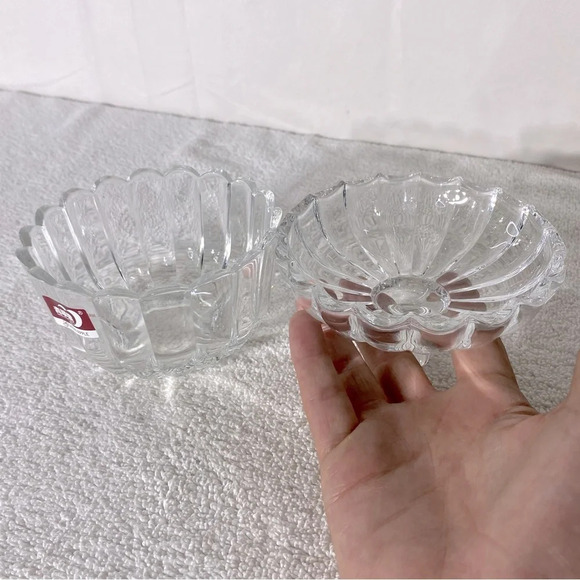 Vintage Deli Qing Ping Guo Green Apple Clear  Glass Trinket Dish & Lid - Picture 8 of 16